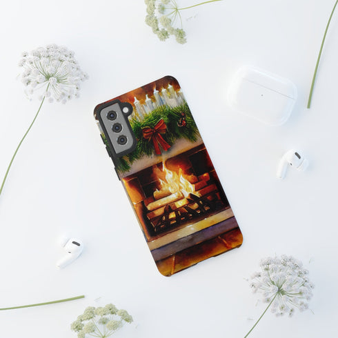 Candles on the Hearth Decorated for Christmas - Impact Resistant Phone Case